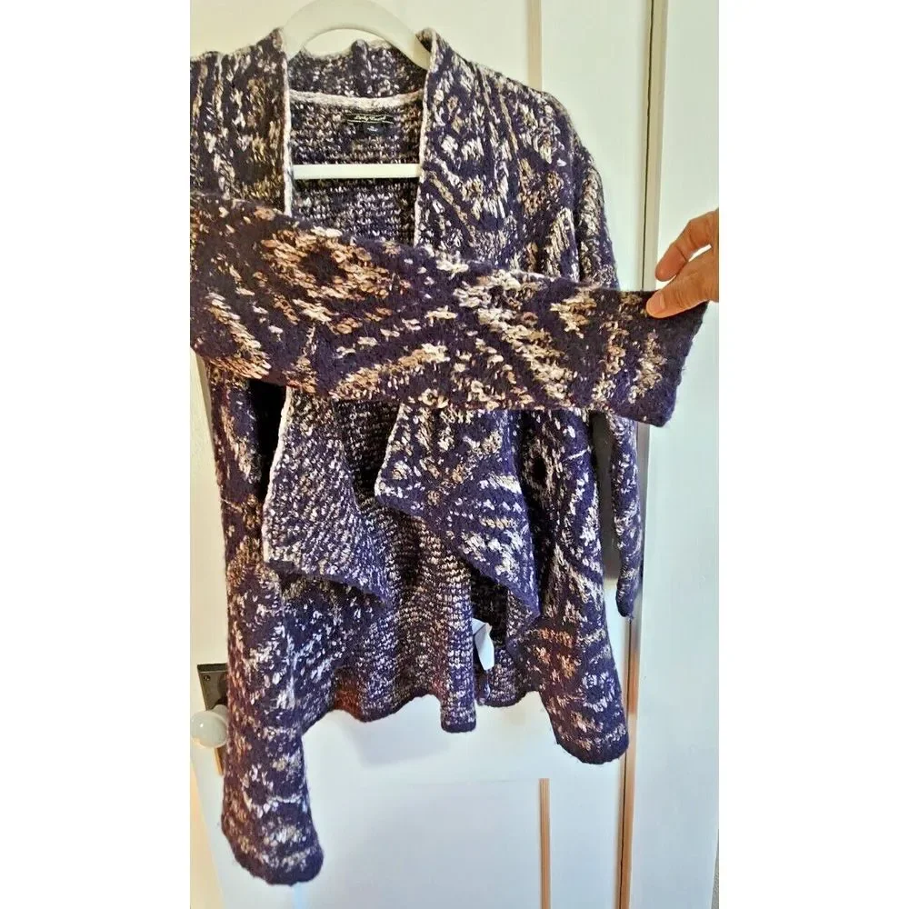 Lucky Brand western drapey open front cardigan coton wool blend woman Sz Small‎